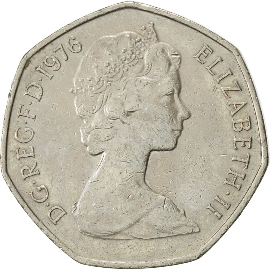 Monnaie, Grande-Bretagne, Elizabeth II, 50 New Pence, 1976, TTB, Copper-nickel