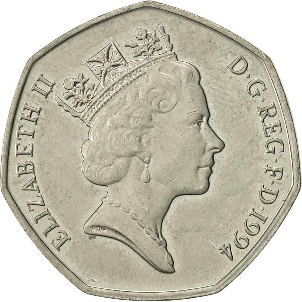 Great Britain, Elizabeth II, 50 Pence, 1994, AU(50-53), Copper-nickel, KM:966