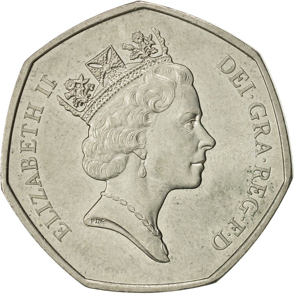Great Britain, Elizabeth II, 50 Pence, 1992, AU(50-53), Copper-nickel, KM:963