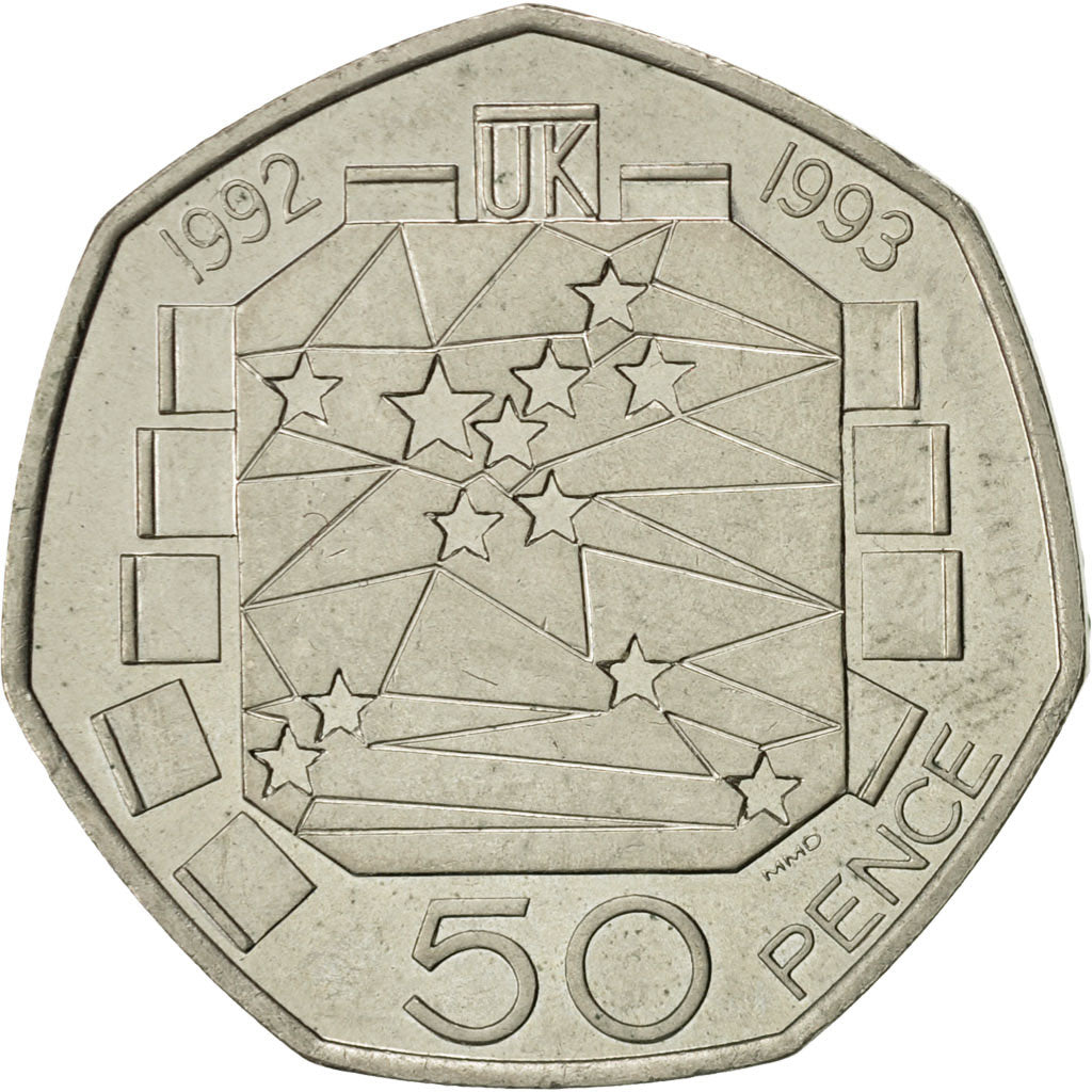Great Britain, Elizabeth II, 50 Pence, 1992, AU(50-53), Copper-nickel, KM:963