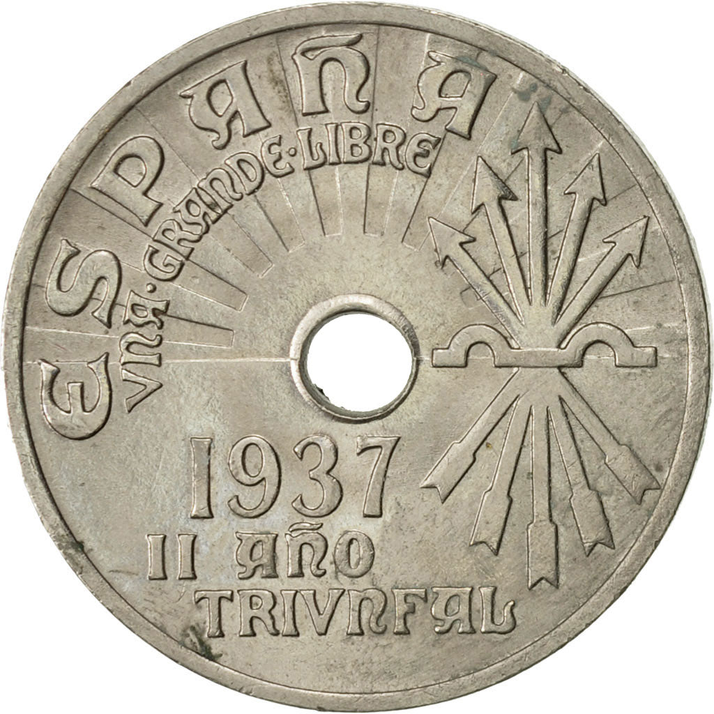 Moneta, Spagna, 25 Centimos, 1937, Vienna, BB+, Rame-nichel, KM:753