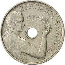 Spain, 25 Centimos, 1934, Vienna, EF(40-45), Copper-nickel, KM:751