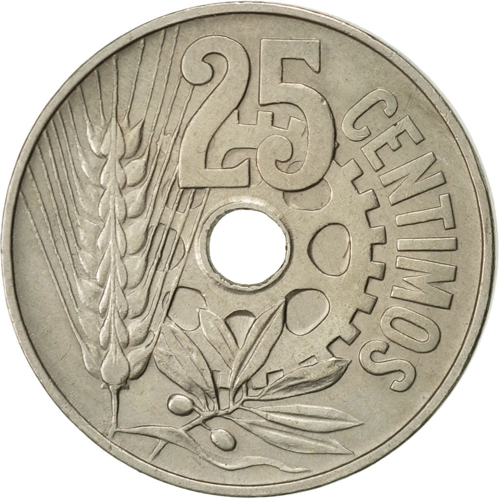 Spain, 25 Centimos, 1934, Vienna, EF(40-45), Copper-nickel, KM:751