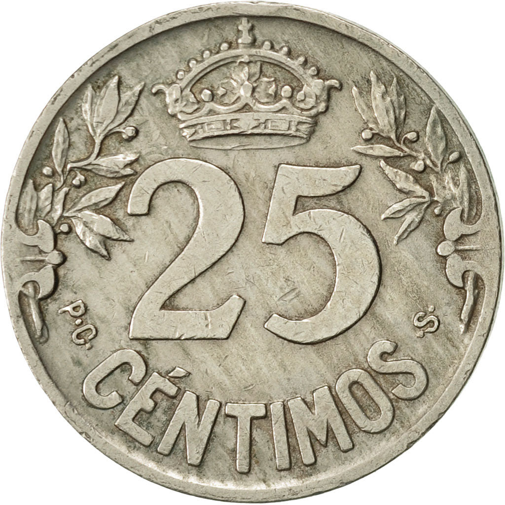 Spain, Alfonso XIII, 25 Centimos, 1925, Madrid, EF(40-45), Copper-nickel, KM:740