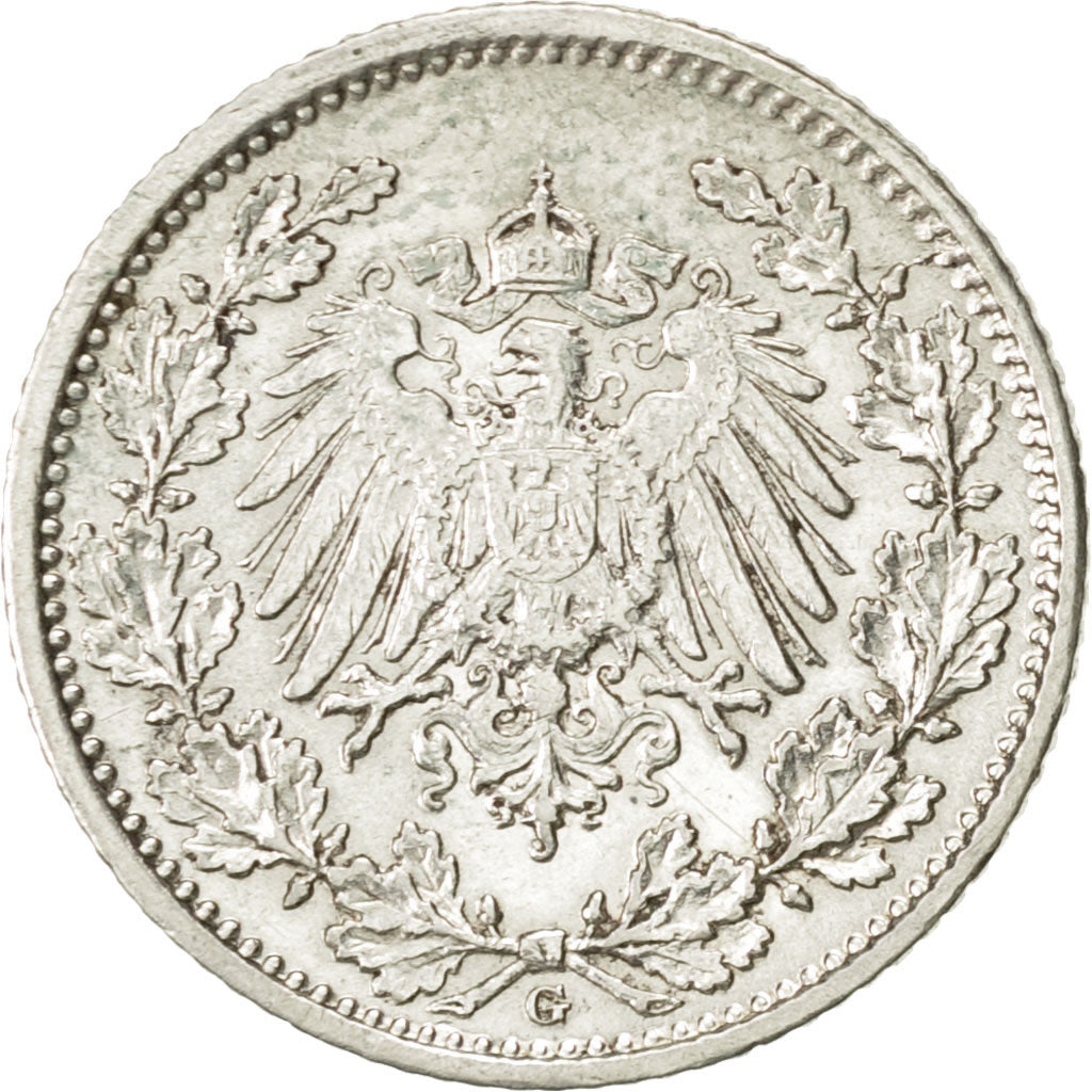 Coin, GERMANY - EMPIRE, 1/2 Mark, 1905, Karlsruhe, AU(55-58), Silver, KM:17
