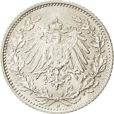 Coin, GERMANY - EMPIRE, 1/2 Mark, 1906, Munich, AU(55-58), Silver, KM:17