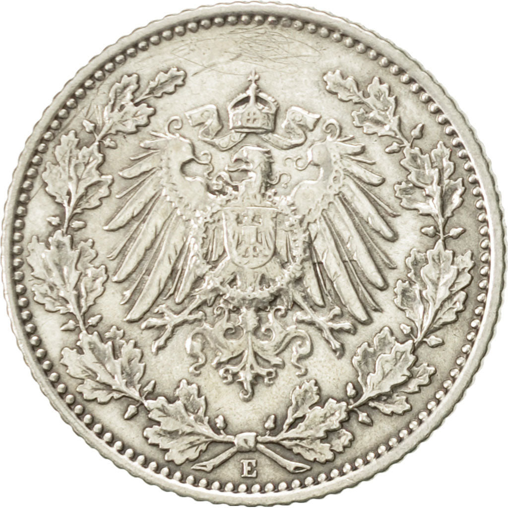 Münze, GERMANY - EMPIRE, 1/2 Mark, 1906, Muldenhütten, VZ, Silber, KM:17