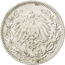 Coin, GERMANY - EMPIRE, 1/2 Mark, 1915, Munich, AU(55-58), Silver, KM:17