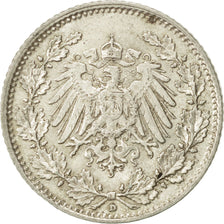 GERMANY - EMPIRE, 1/2 Mark, 1916, Munich, EF(40-45), Silver, KM:17