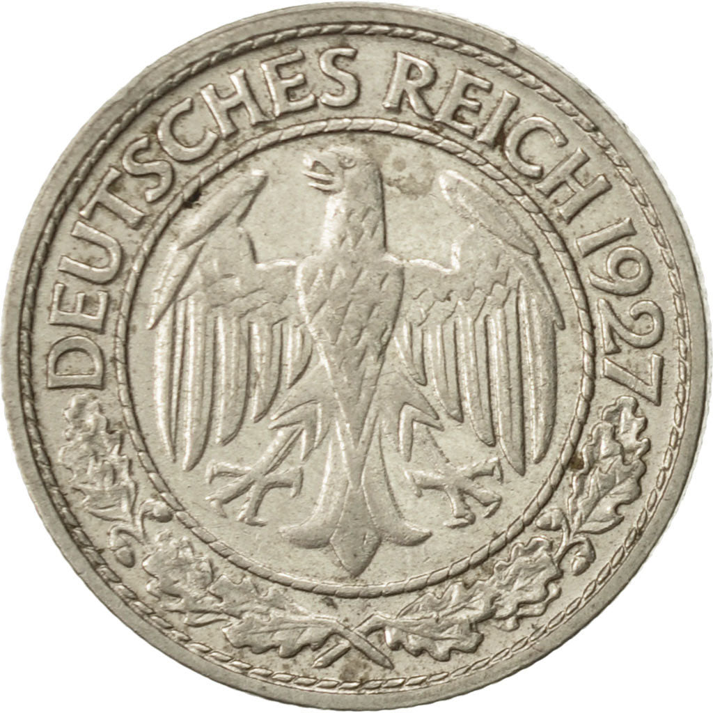 Coin, GERMANY, WEIMAR REPUBLIC, 50 Reichspfennig, 1927, Berlin, AU(55-58)