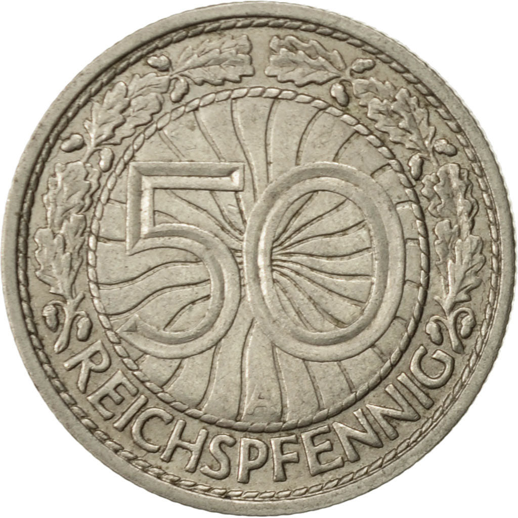 Coin, GERMANY, WEIMAR REPUBLIC, 50 Reichspfennig, 1927, Berlin, AU(55-58)