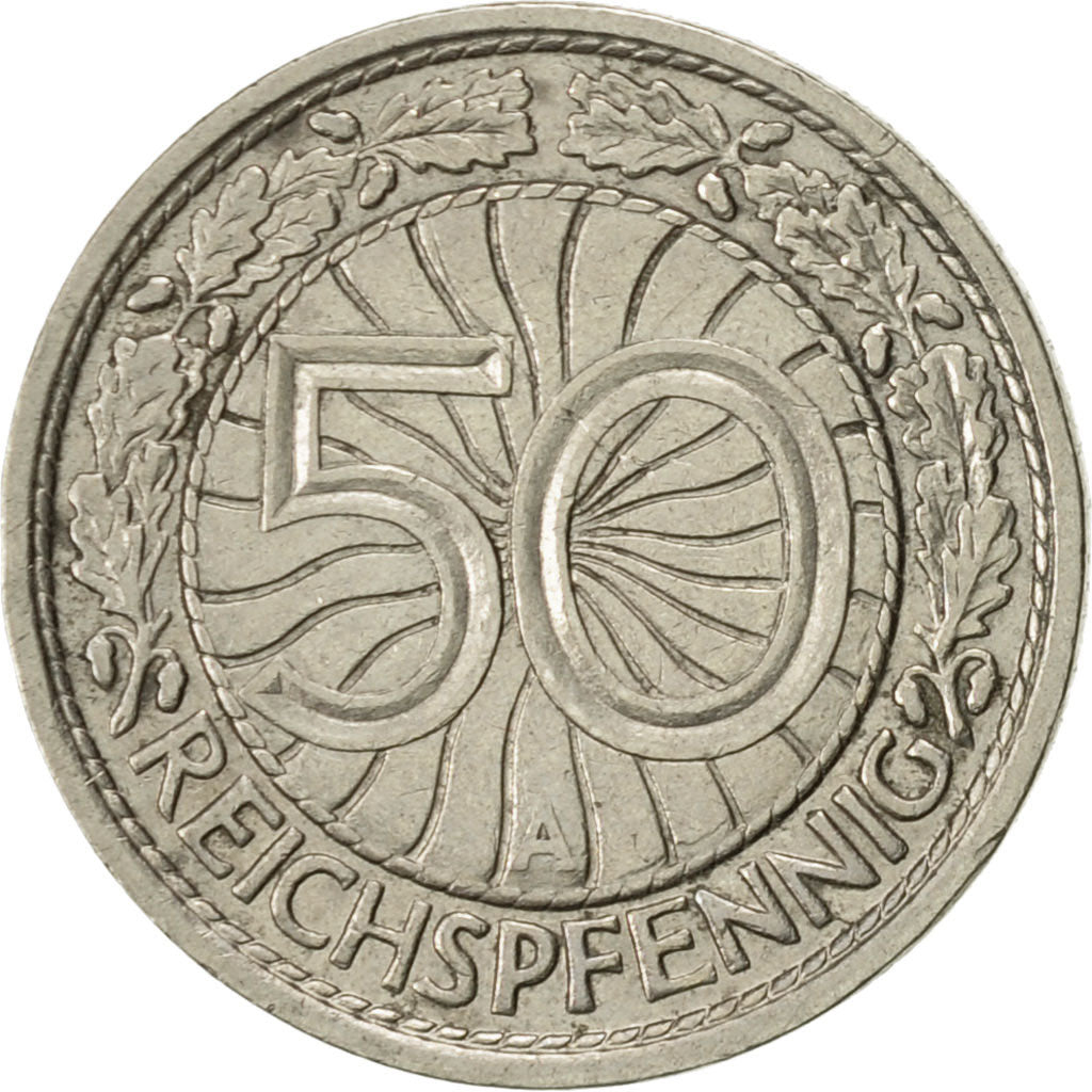 Coin, GERMANY, WEIMAR REPUBLIC, 50 Reichspfennig, 1929, Berlin, AU(55-58)