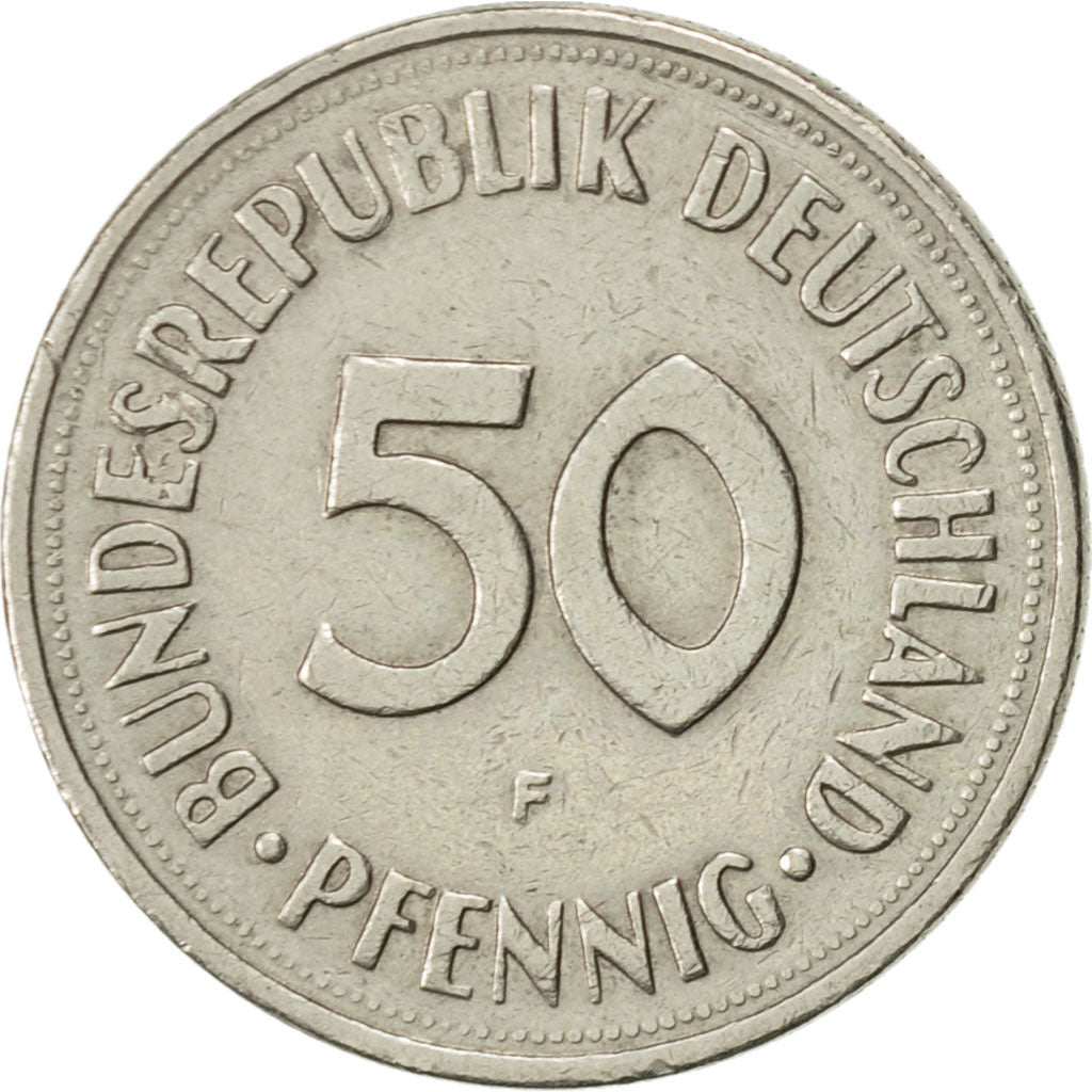 Coin, GERMANY - FEDERAL REPUBLIC, 50 Pfennig, 1968, Stuttgart, AU(50-53)
