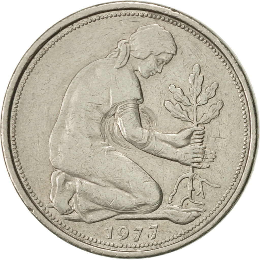 Munten, Federale Duitse Republiek, 50 Pfennig, 1977, Hambourg, ZF+