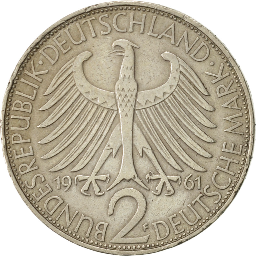 Coin, GERMANY - FEDERAL REPUBLIC, 2 Mark, 1961, Stuttgart, AU(50-53)