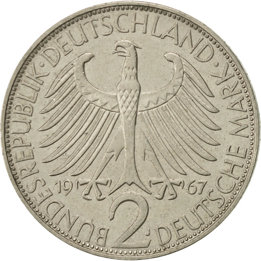 GERMANY - FEDERAL REPUBLIC, 2 Mark, 1967, Hambourg, AU(50-53), Copper-nickel