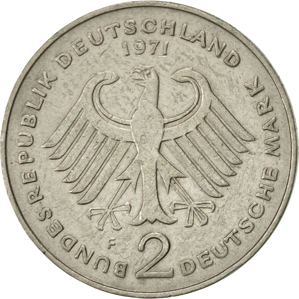 Coin, GERMANY - FEDERAL REPUBLIC, 2 Mark, 1971, Stuttgart, AU(50-53)