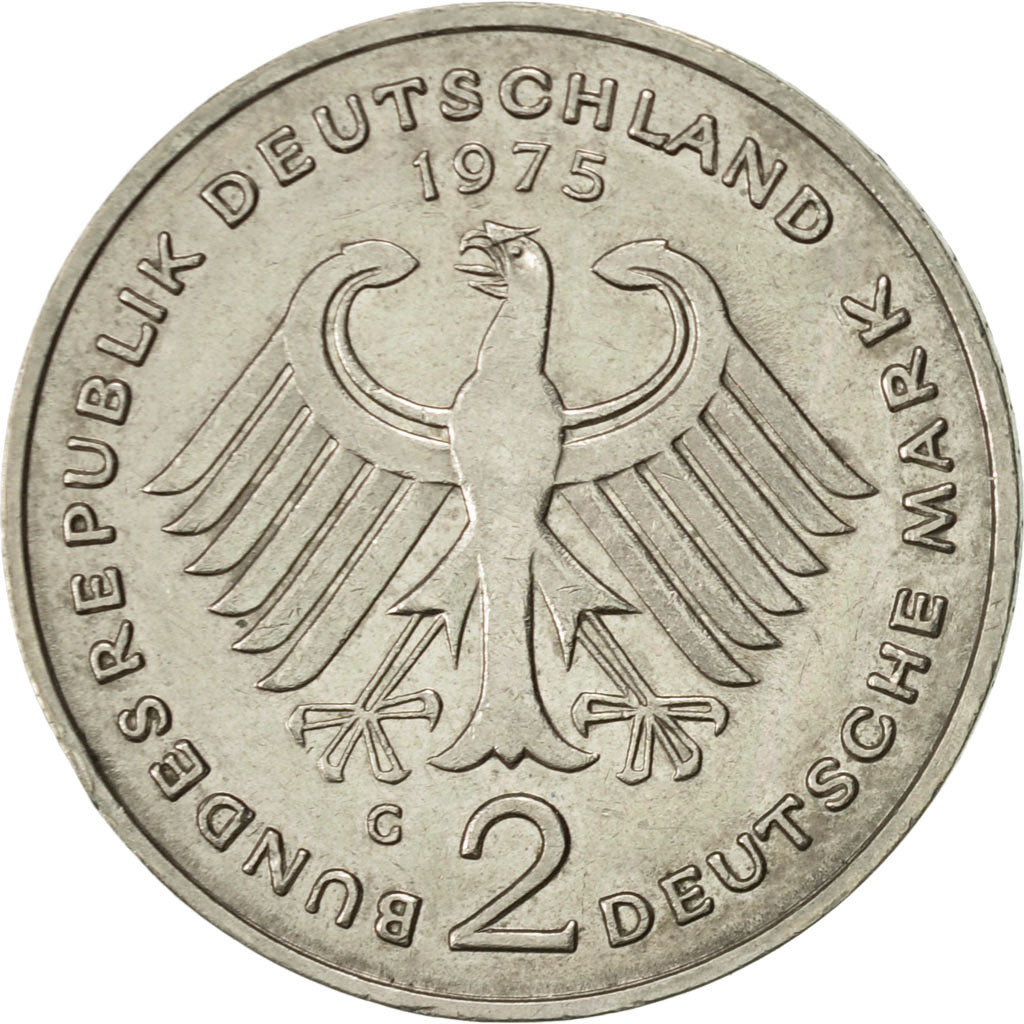 Coin, GERMANY - FEDERAL REPUBLIC, 2 Mark, 1975, Karlsruhe, AU(50-53)