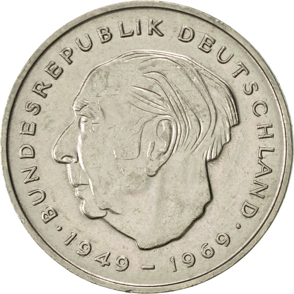 Moneda, ALEMANIA - REPÚBLICA FEDERAL, 2 Mark, 1976, Munich, MBC+, Cobre -