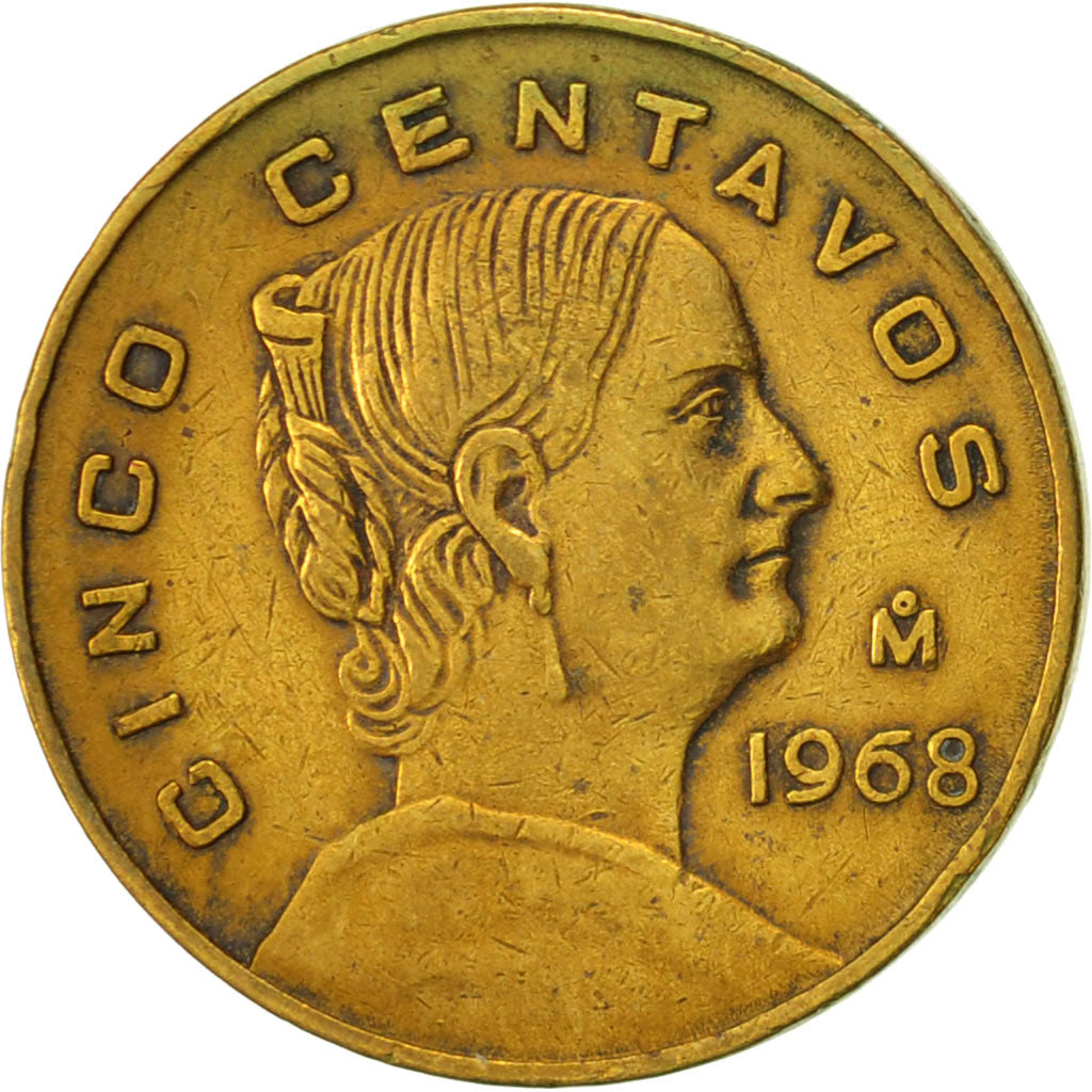 Coin, Mexico, 5 Centavos, 1968, Mexico City, EF(40-45), Brass, KM:426