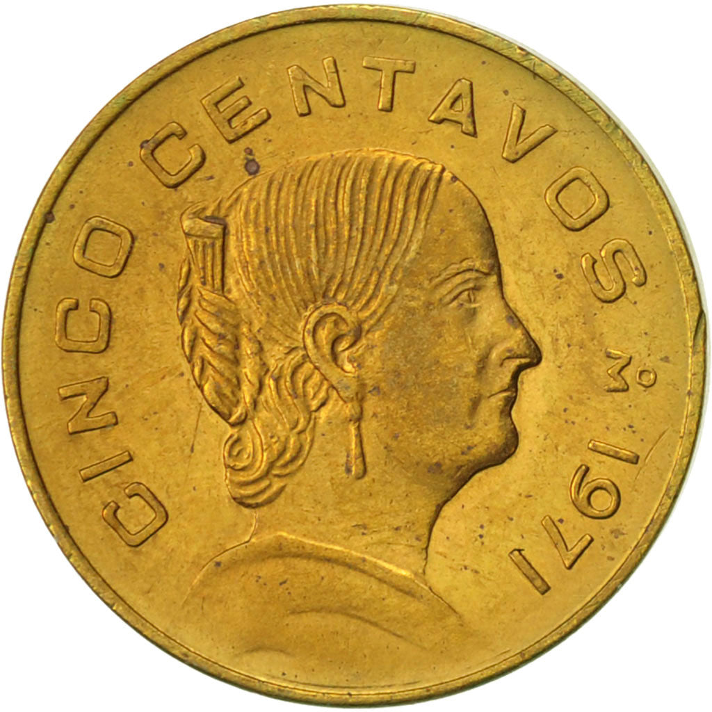 Moneta, Mexico, 5 Centavos, 1971, AU(50-53), Mosiądz, KM:427