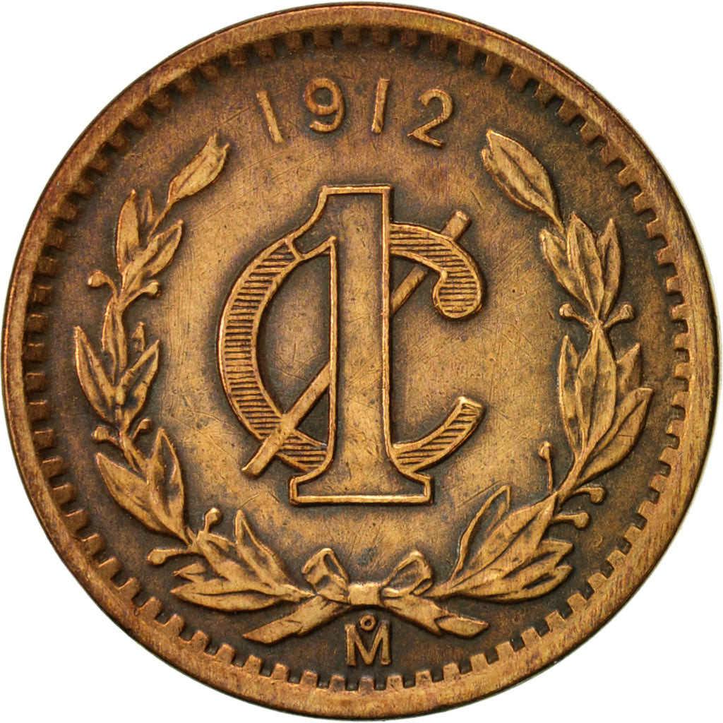 México, Centavo, 1912, Mexico City, MBC, Bronce, KM:415