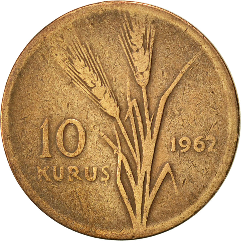 Coin, Turkey, 10 Kurus, 1962, EF(40-45), Bronze, KM:891.1