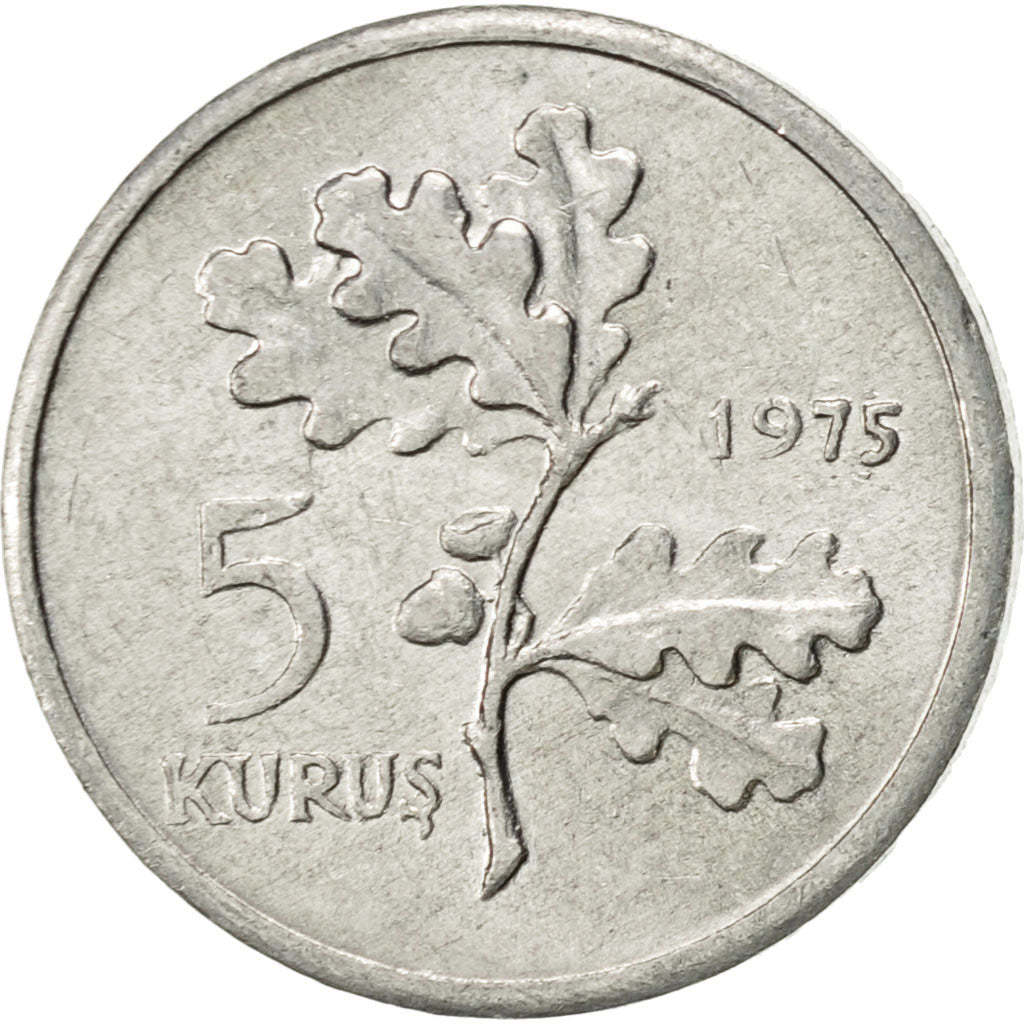 Moneta, Turchia, 5 Kurus, 1975, SPL-, Alluminio, KM:906