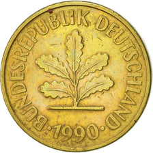 Coin, GERMANY - FEDERAL REPUBLIC, 5 Pfennig, 1990, Berlin, AU(50-53), Brass Clad