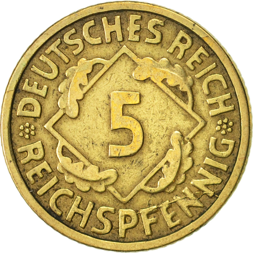 Coin, GERMANY, WEIMAR REPUBLIC, 5 Reichspfennig, 1925, Stuttgart, AU(50-53)