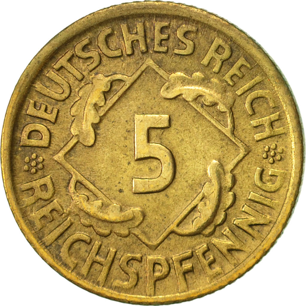 GERMANY, WEIMAR REPUBLIC, 5 Reichspfennig, 1924, Munich, AU(55-58)