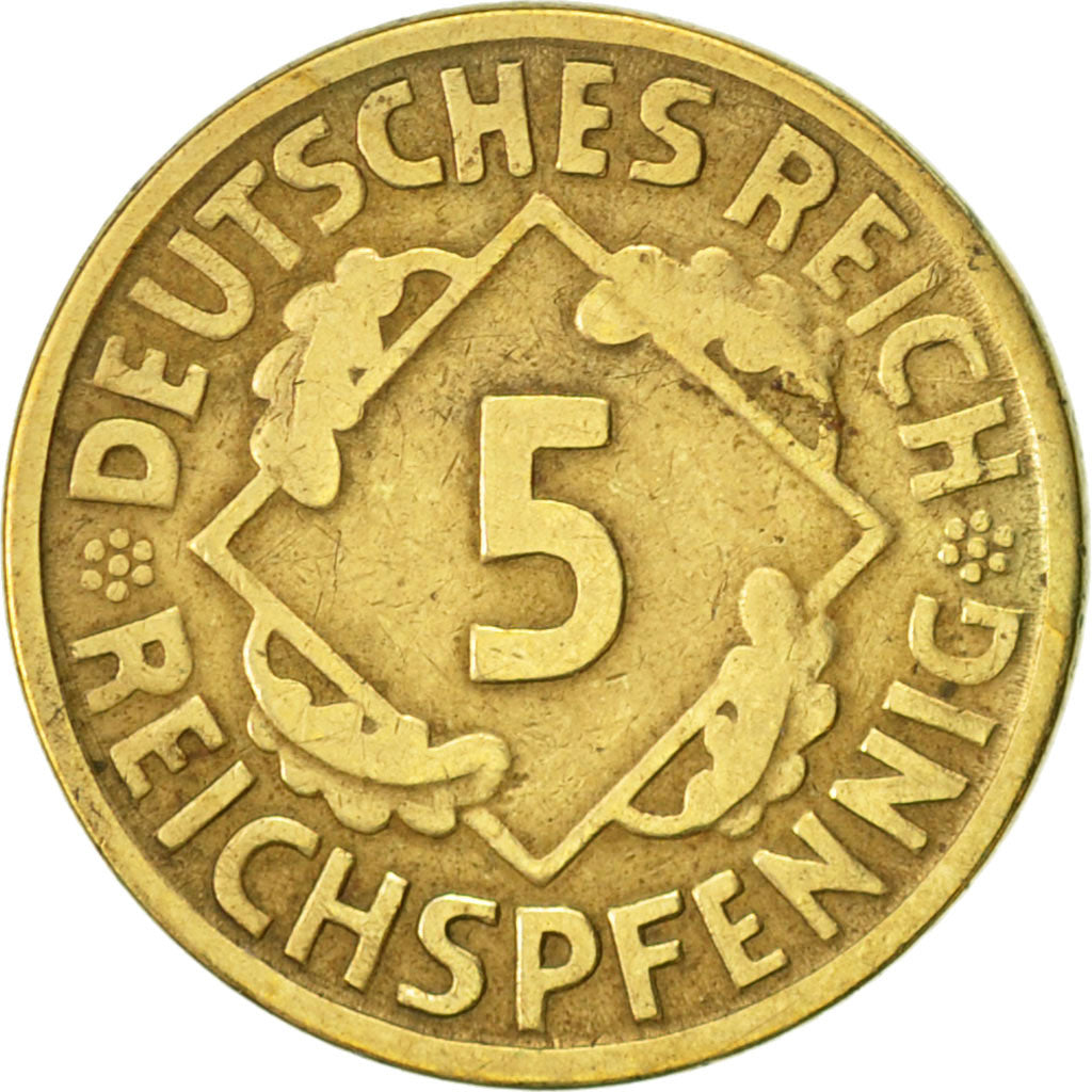 Moneta, GERMANIA, REPUBBLICA DI WEIMAR, 5 Reichspfennig, 1924, Hambourg, BB