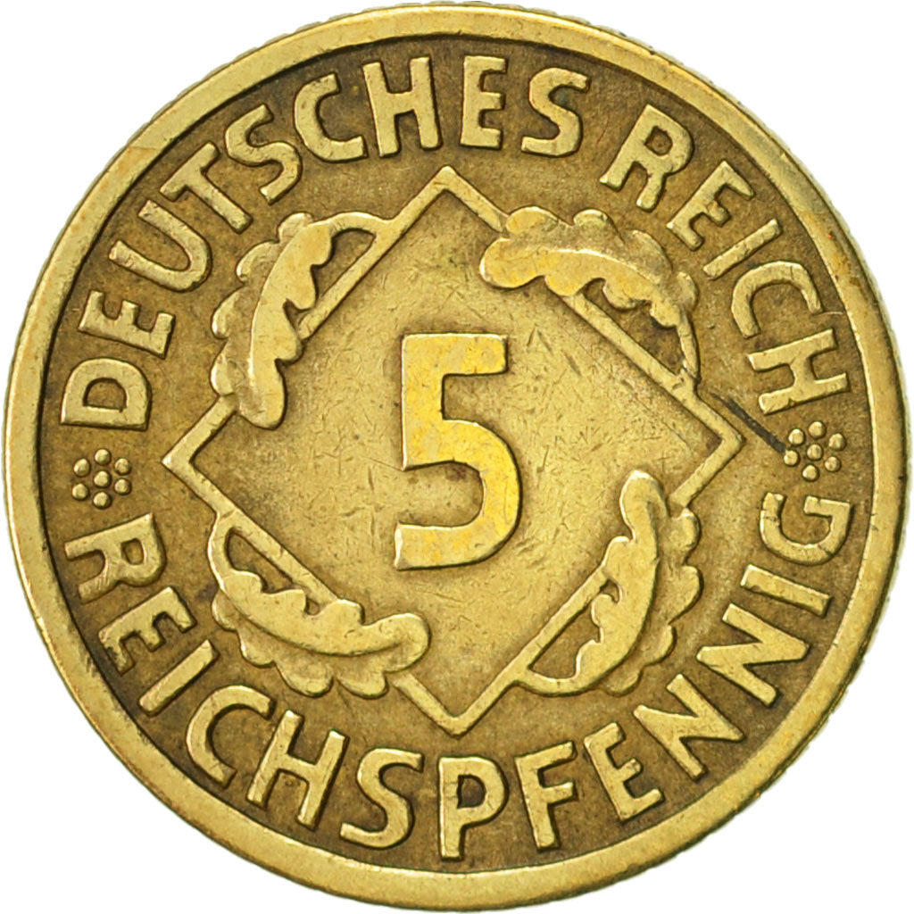 Moneda, ALEMANIA - REPÚBLICA DE WEIMAR, 5 Reichspfennig, 1930, Berlin, MBC