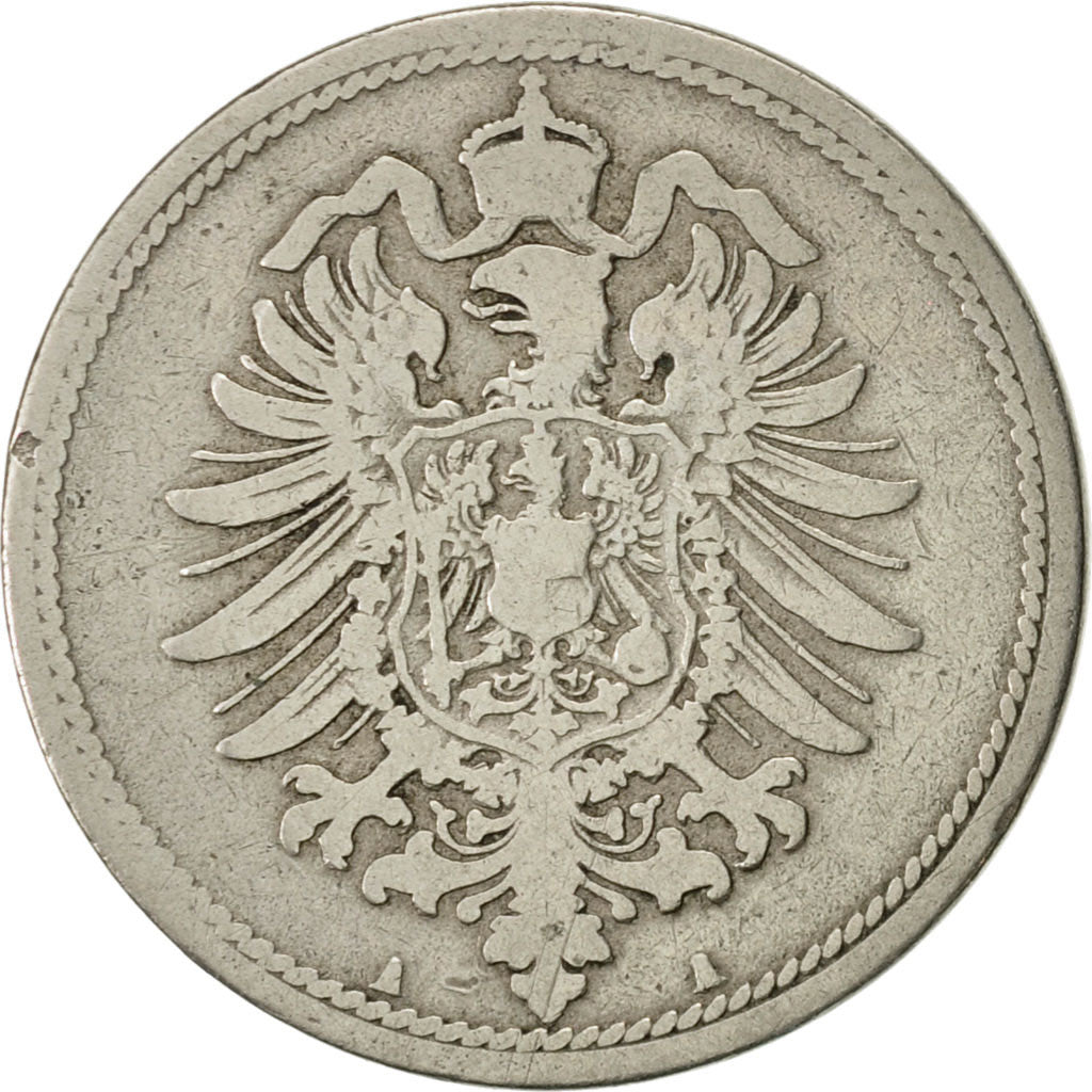 GERMANY - EMPIRE, Wilhelm I, 10 Pfennig, 1888, Berlin, VF(30-35), Copper-nickel