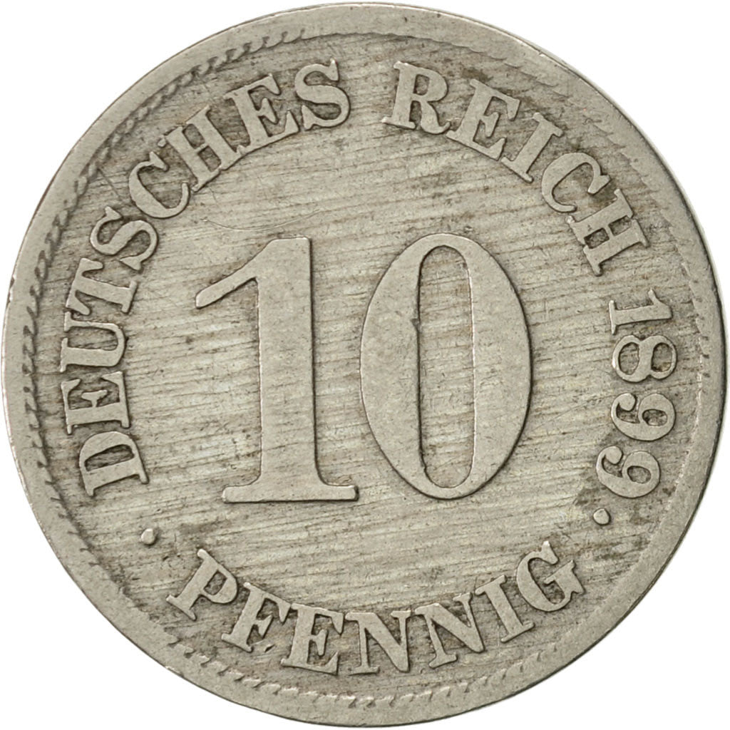Moneta, NIEMCY - IMPERIUM, Wilhelm II, 10 Pfennig, 1899, Muldenhütten