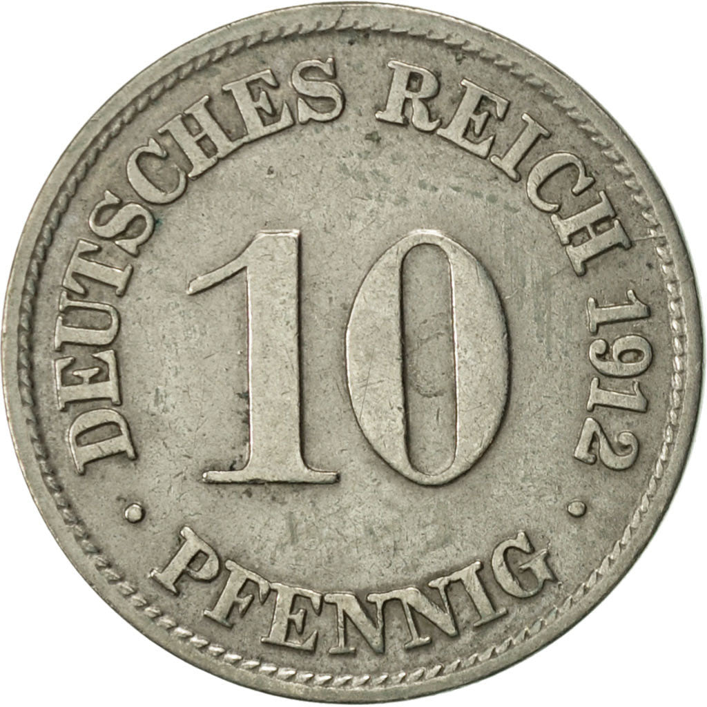 Coin, GERMANY - EMPIRE, Wilhelm II, 10 Pfennig, 1912, Munich, EF(40-45)