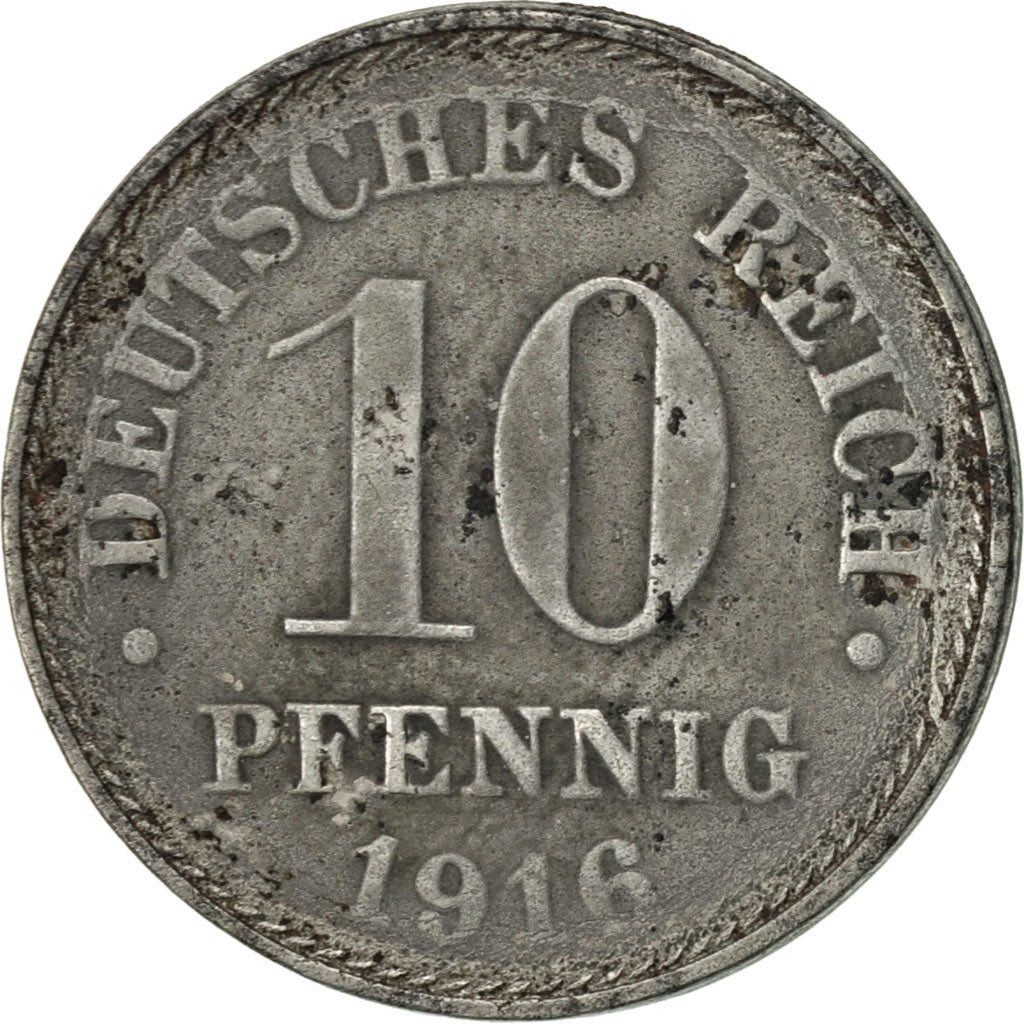 Coin, GERMANY - EMPIRE, 10 Pfennig, 1916, Berlin, EF(40-45), Iron, KM:20