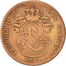 Belgium, Leopold II, 2 Centimes, 1871, VF(30-35), Copper, KM:35.1