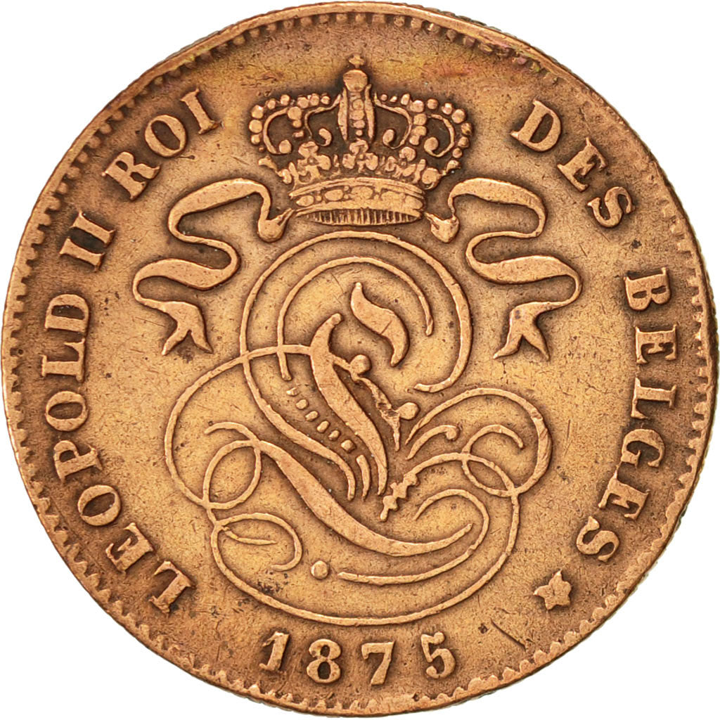 Belgium, Leopold II, 2 Centimes, 1875, EF(40-45), Copper, KM:35.1