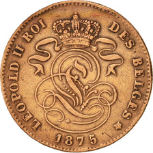 Belgium, Leopold II, 2 Centimes, 1875, EF(40-45), Copper, KM:35.1