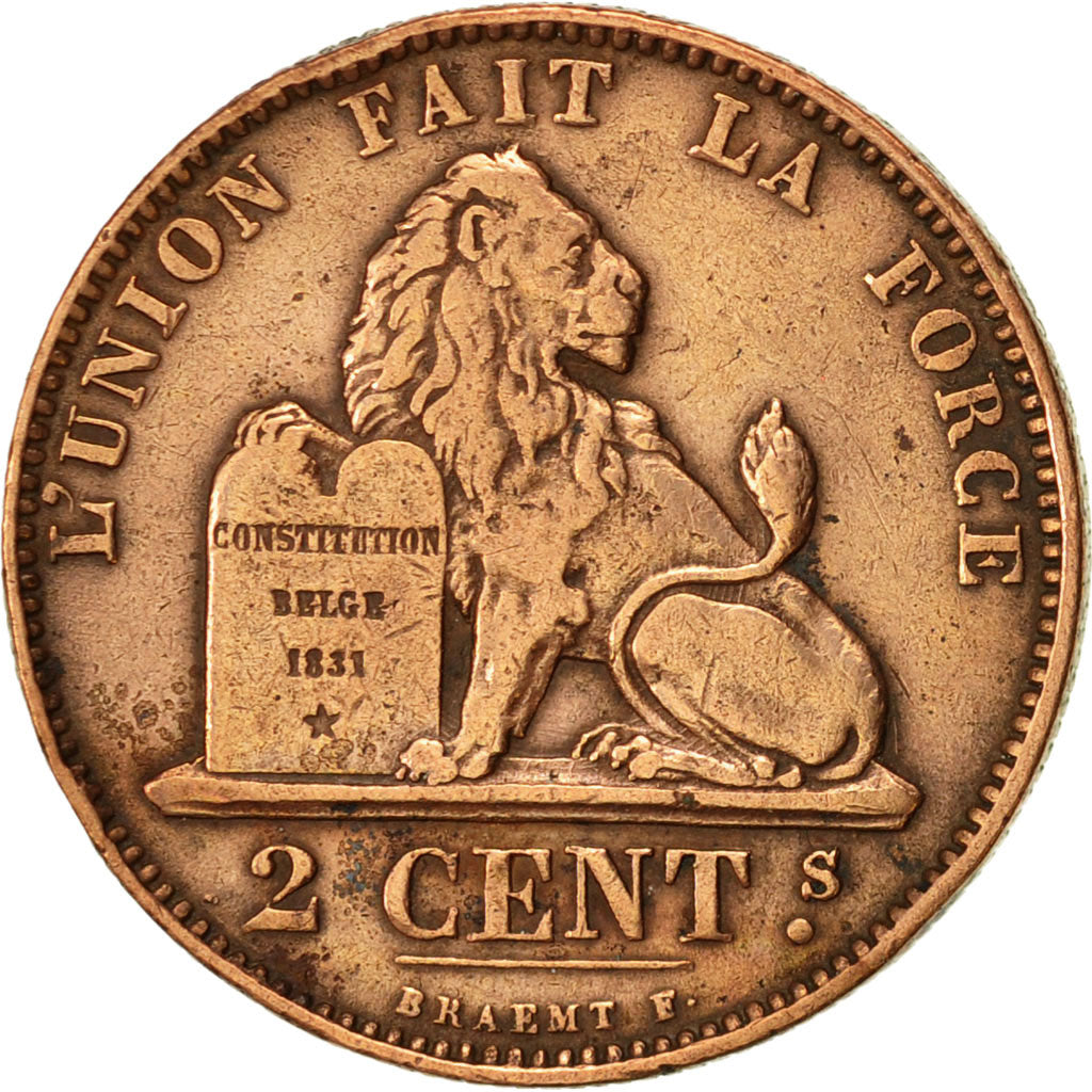 Belgium, Leopold II, 2 Centimes, 1875, EF(40-45), Copper, KM:35.1