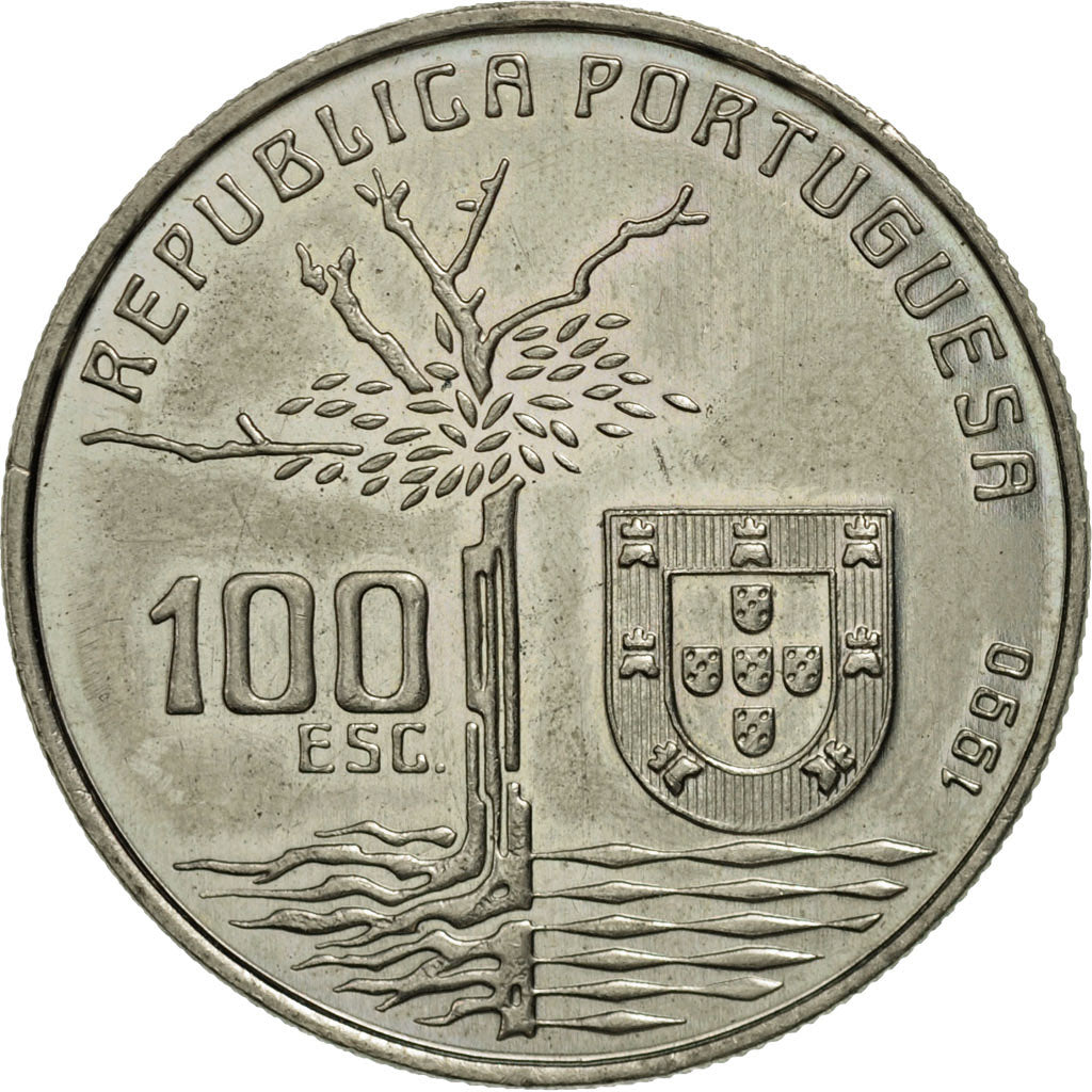Portugal, 100 Escudos, 1990, AU(55-58), Copper-nickel, KM:656