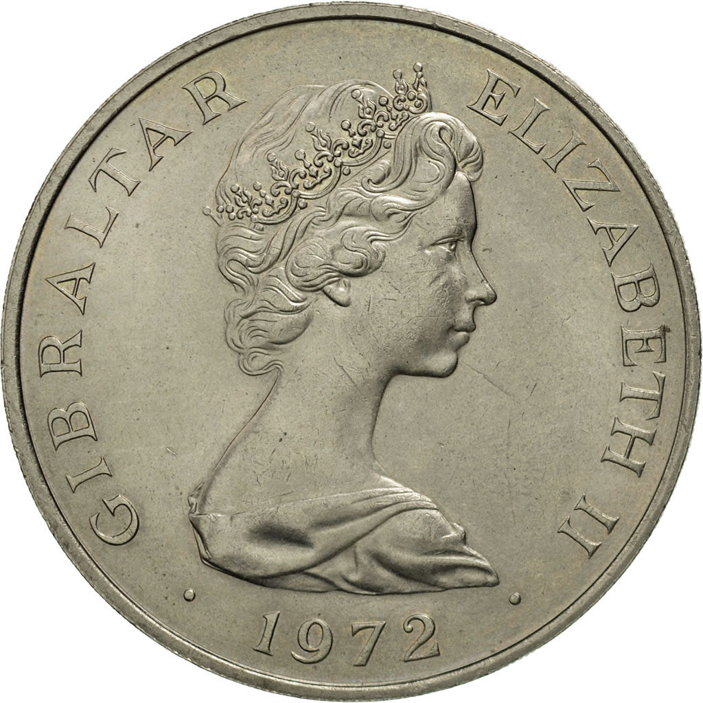 Gibraltar, Elizabeth II, 25 New Pence, 1972, MS(60-62), Copper-nickel, KM:6