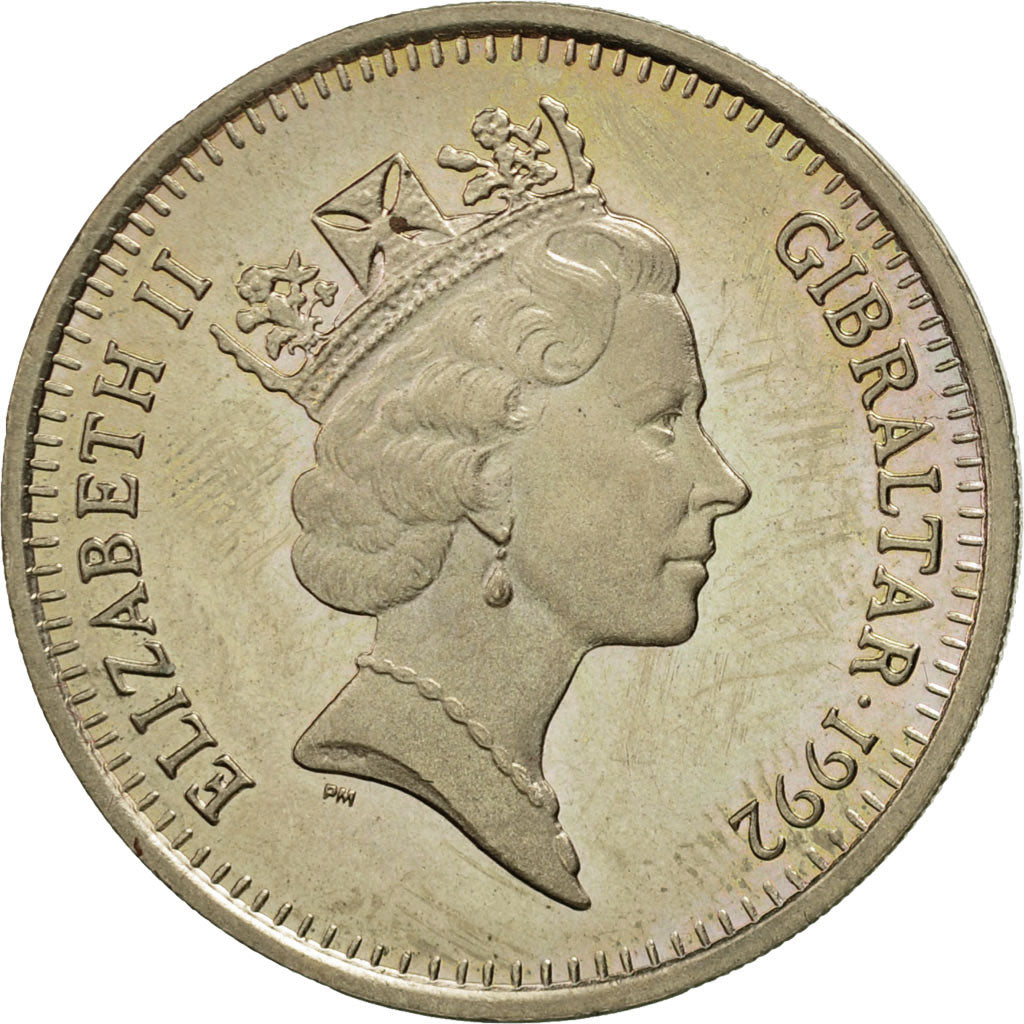 Gibraltar, Elizabeth II, 2 Pounds, 1992, MS(60-62), Virenium, KM:98