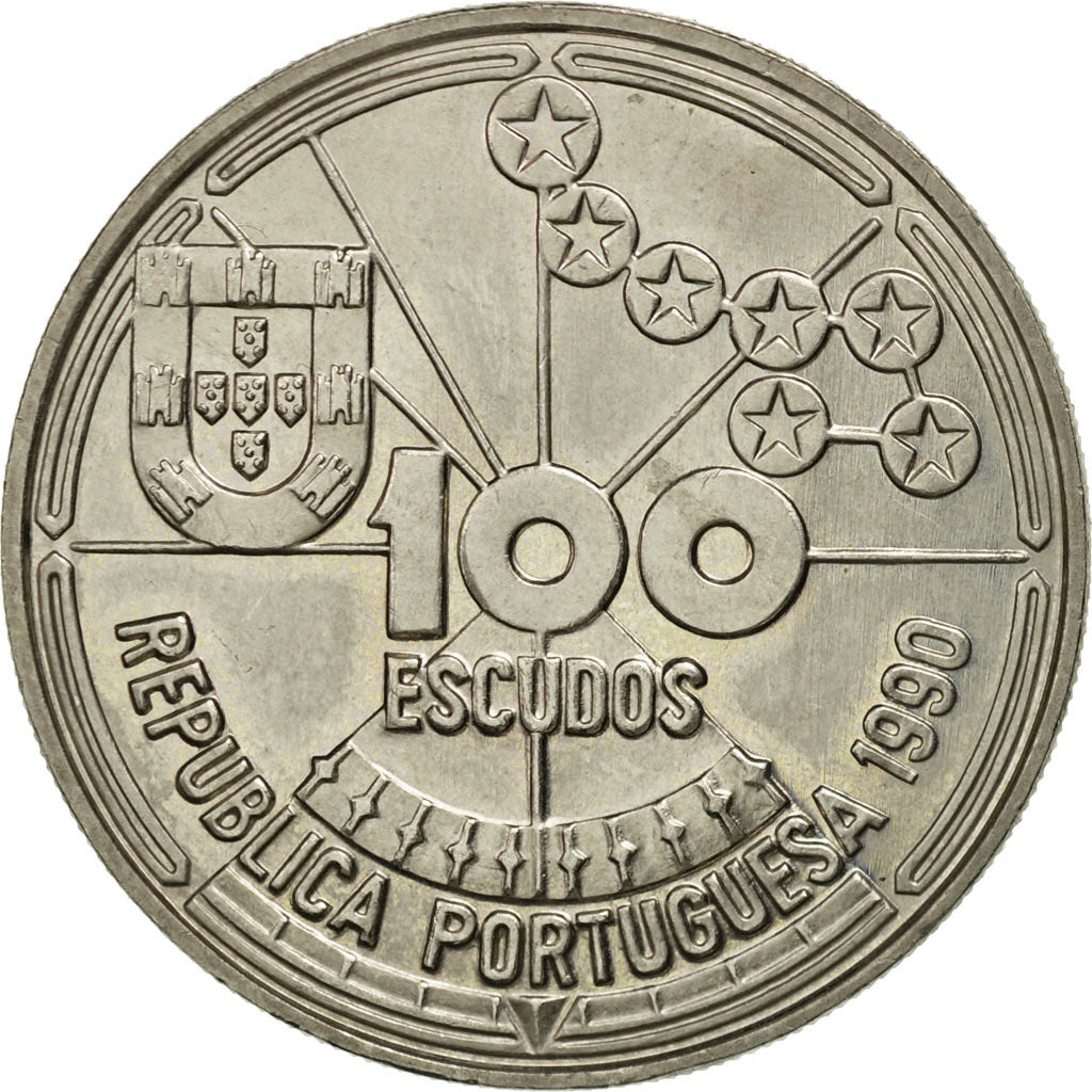 Coin, Portugal, 100 Escudos, 1990, AU(55-58), Copper-nickel, KM:649