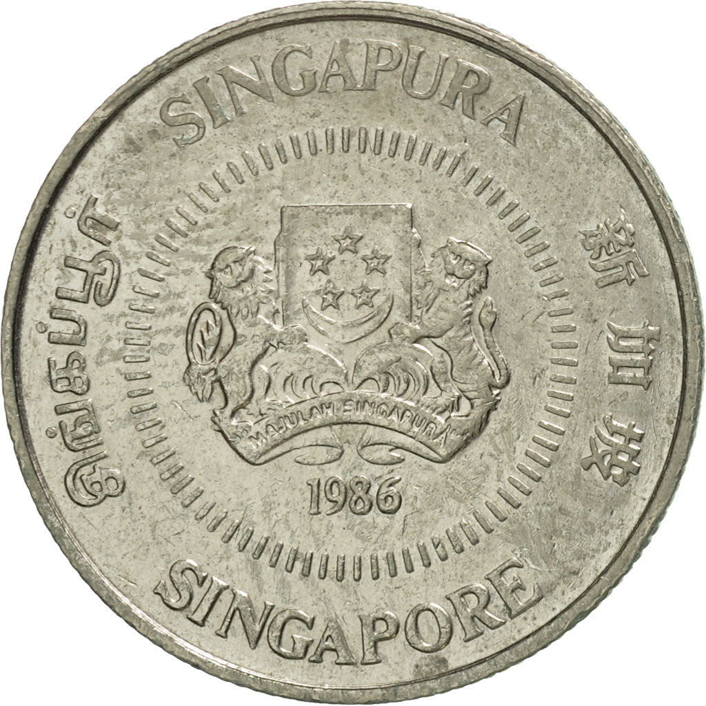 Monnaie, Singapour, 10 Cents, 1986, British Royal Mint, SUP, Copper-nickel