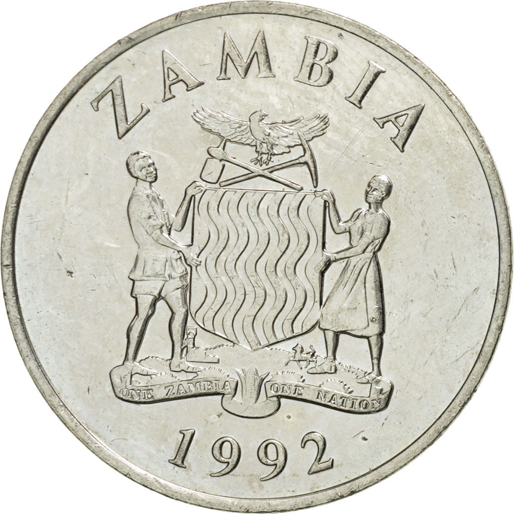 Moneta, Zambia, 25 Ngwee, 1992, British Royal Mint, AU(50-53), Nickel