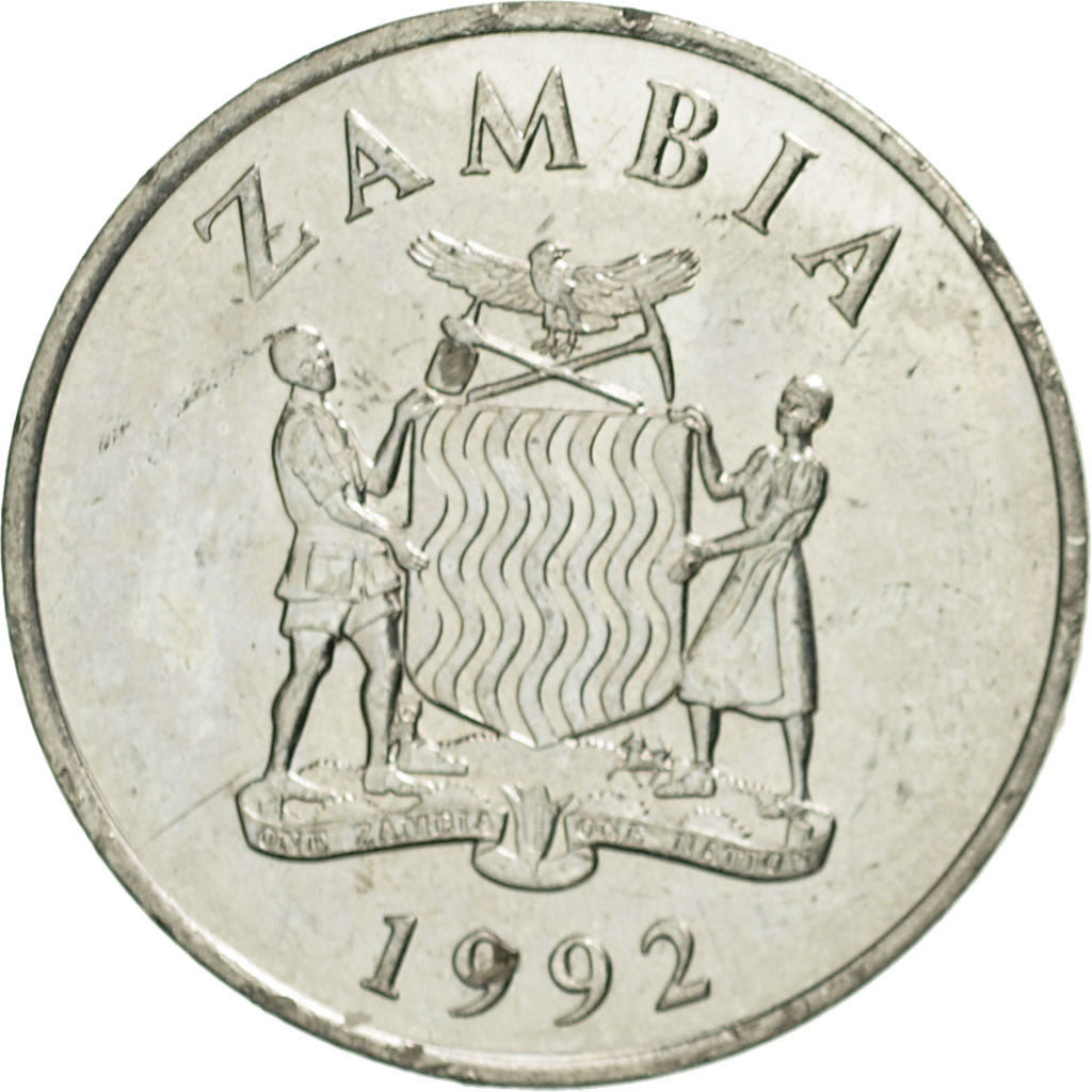 Coin, Zambia, 50 Ngwee, 1992, British Royal Mint, AU(50-53), Nickel plated