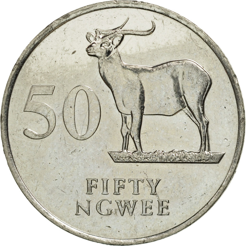 Coin, Zambia, 50 Ngwee, 1992, British Royal Mint, AU(50-53), Nickel plated