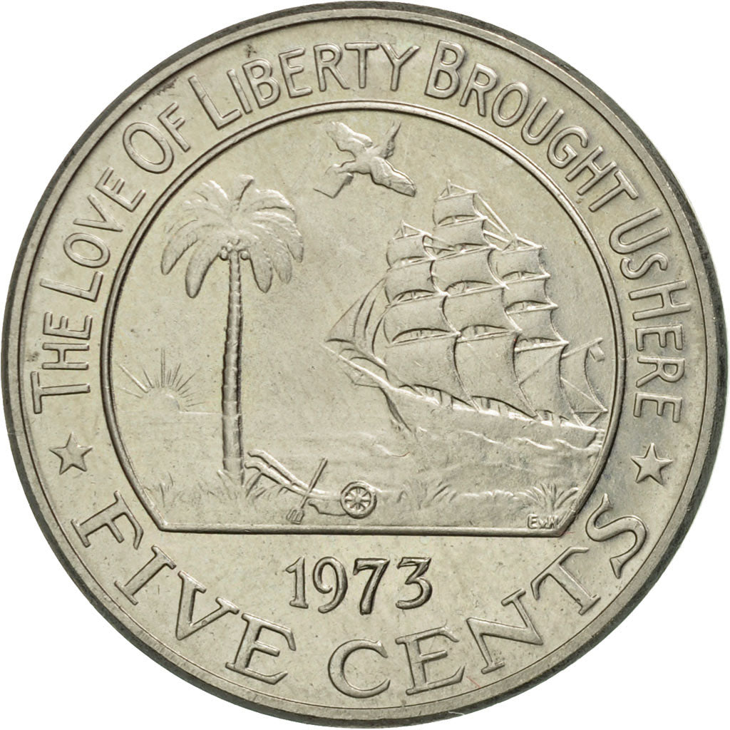 Liberia, 5 Cents, 1973, AU(55-58), Copper-nickel, KM:14